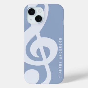 Moderne Minimal Soft Pastel Blue Music Symbol Name Case-Mate iPhone Hülle