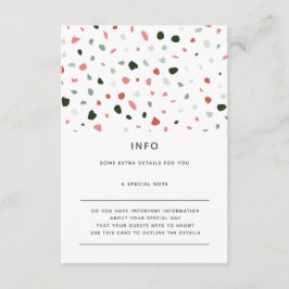 Moderne Minimal Terrazzo Grüne Rosa Hochzeit Detai Begleitkarte