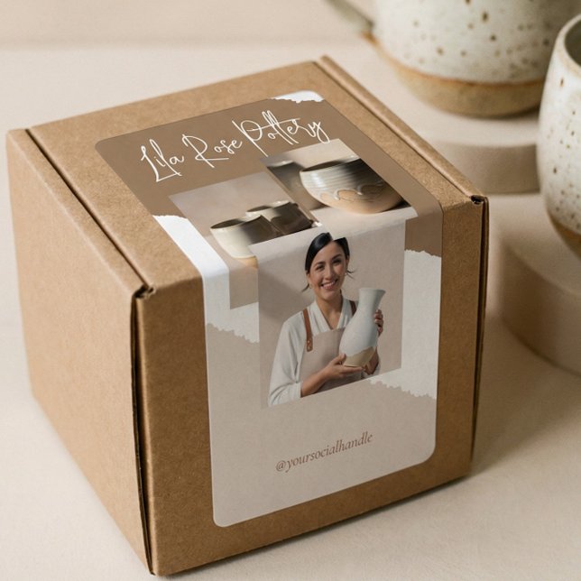 Moderne Minimal-Töpferei-Keramik-Verpackung Schach (Modern Minimal Pottery Ceramic Business Box Wrap Label)