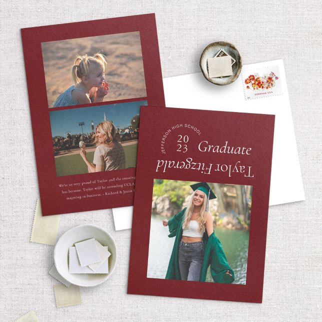 Moderne Minimal Trendy Foto Grad Ankündigung (Von Creator hochgeladen)