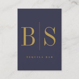 Moderne Minimal Typografie Blau & Gold Visitenkarte