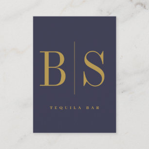 Moderne Minimal Typografie Blau & Gold Visitenkarte