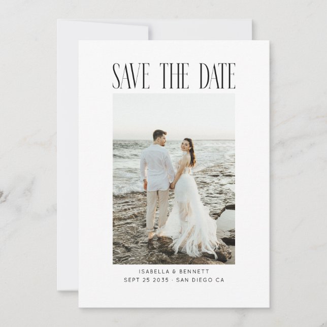Moderne Minimal-Typografie-Foto  Save The Date (Vorderseite)