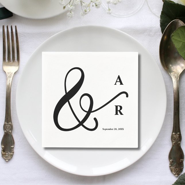 Moderne Minimal Typografie Paare Monogram Wedding Serviette (Von Creator hochgeladen)