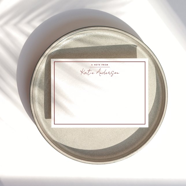 Moderne Minimal Typografie Script Maroon Note Card Mitteilungskarte (Von Creator hochgeladen)