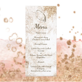 Moderne Minimal Watercolor Oyster Beach Hochzeit Menükarte