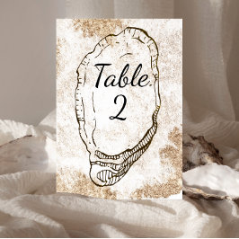 Moderne Minimal Watercolor Oyster Beach Hochzeit Tischnummer