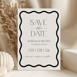 Moderne Minimal Wavy Scallop Border Save the Date Einladung