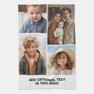 Moderne Minimal-Weiß-4-Fotolage - Chunky Text Geschirrtuch