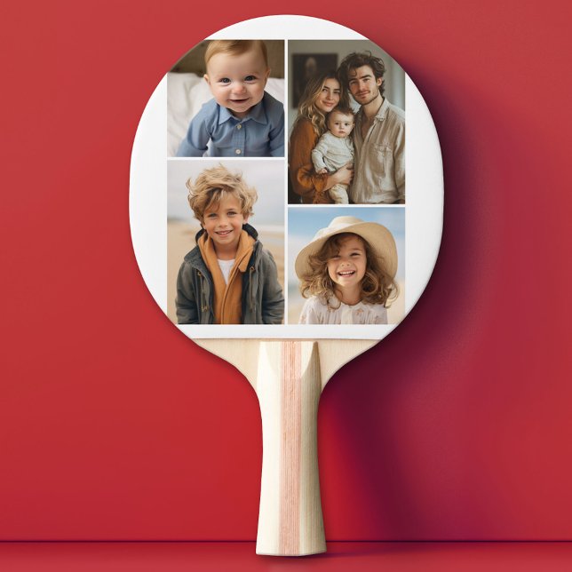 Moderne Minimal-Weiß-4-Fotolage - Chunky Text Tischtennis Schläger (Custom Pink Pong Paddle)