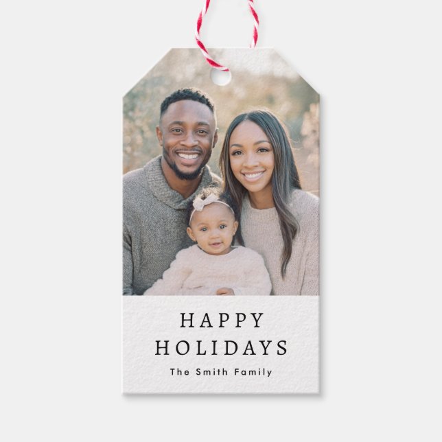 Moderne minimal weiße Frohe Feiertage Geschenkanhänger (Vorderseite)