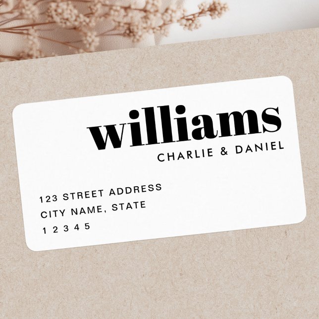 Moderne, minimal weiße Rücksendeadresse Adressaufkleber (Modern minimal white return address label)