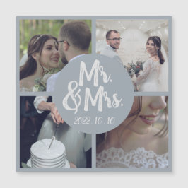 Moderne Minimal White Border Wedding Collage Magnetkarte