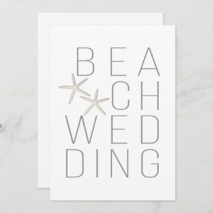 Moderne Minimal White Gray Beach Hochzeitseinladun Einladung