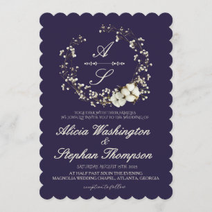 Moderne Minimal Winter Florale Hochzeit Einladung