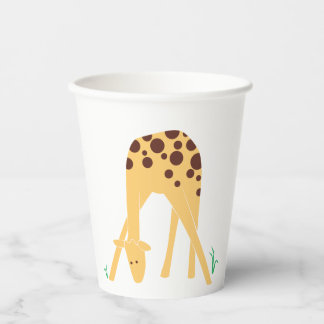 Moderne Minimal Yellow Giraffe Babydusche Geburtst Pappbecher
