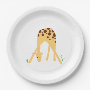 Moderne Minimal Yellow Giraffe Babydusche Geburtst Pappteller