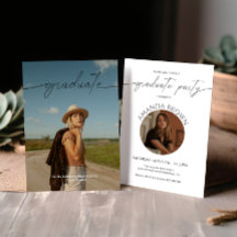 Moderne Minimal-Zwei-Foto-Graduierungsparty