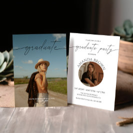 Moderne Minimal-Zwei-Foto-Graduierungsparty Einladung
