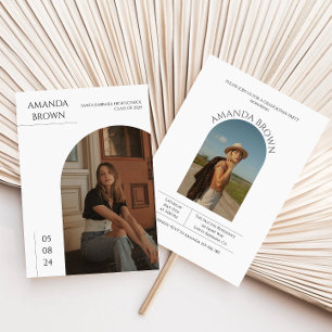 Moderne Minimal-Zwei-Foto-Graduierungsparty Einladung