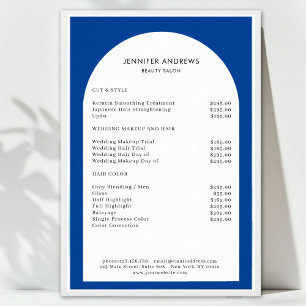 Moderne Minimalbogen Blaue Salon-Preisliste Poster