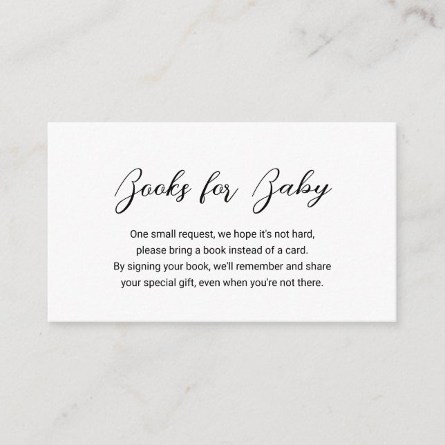 Moderne Minimalbücher für Baby Simple Baby Shower Begleitkarte (Vorderseite)