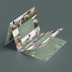 Moderne minimale 11 Foto neue Jahr Salbei Grün Fam Feiertagskarte