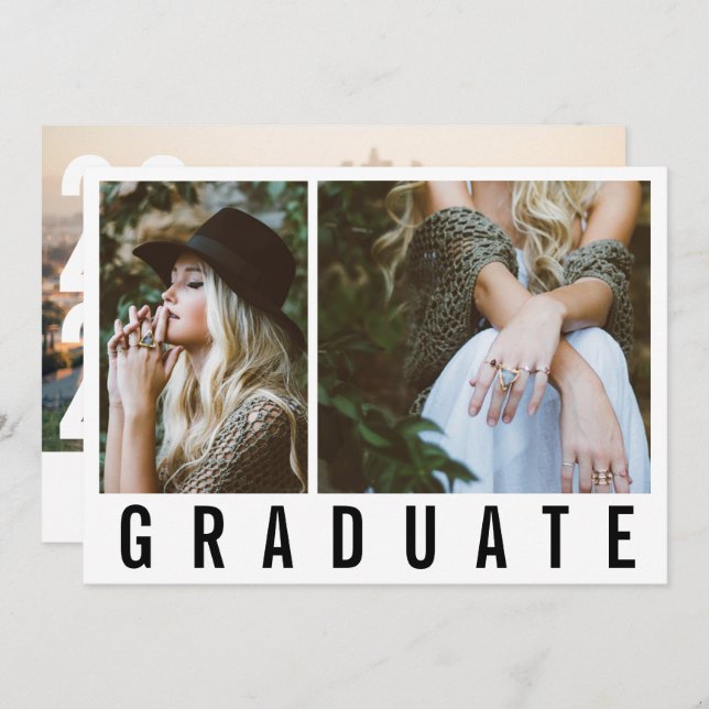 Moderne minimale 3 Foto Abschluss einfache Ankündi Ankündigung (Vorne/Hinten)