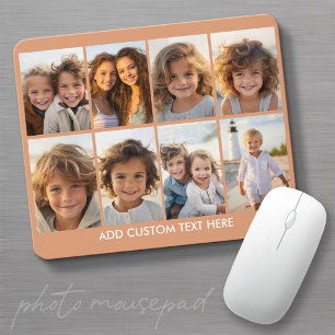 Moderne, minimale 8-Foto-Collage mit Text Mousepad