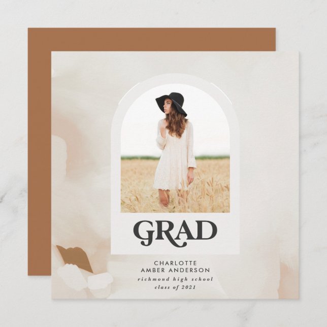 Moderne minimale abstrakte Foto Graduierung Terrac Einladung (Vorne/Hinten)