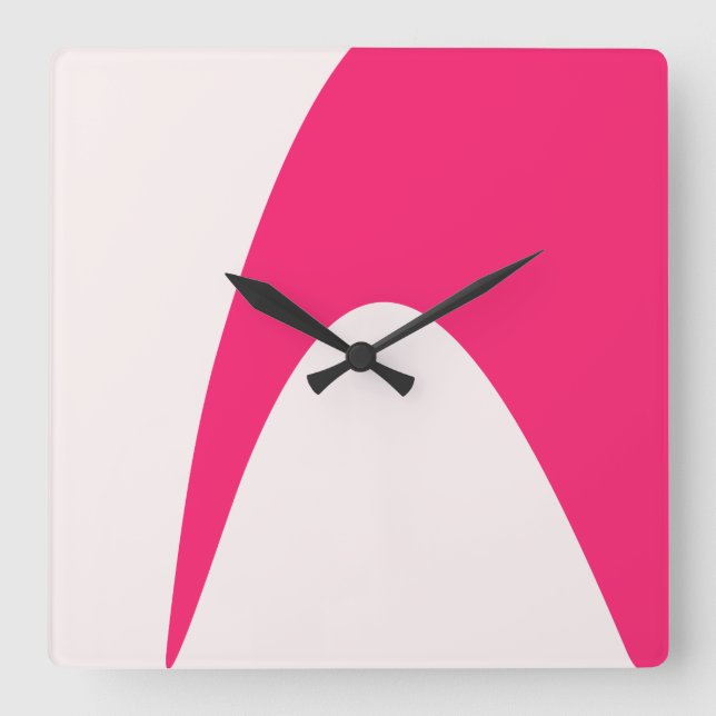 Moderne minimale abstrakte magentinrosa Kunst Quadratische Wanduhr (Vorderseite)