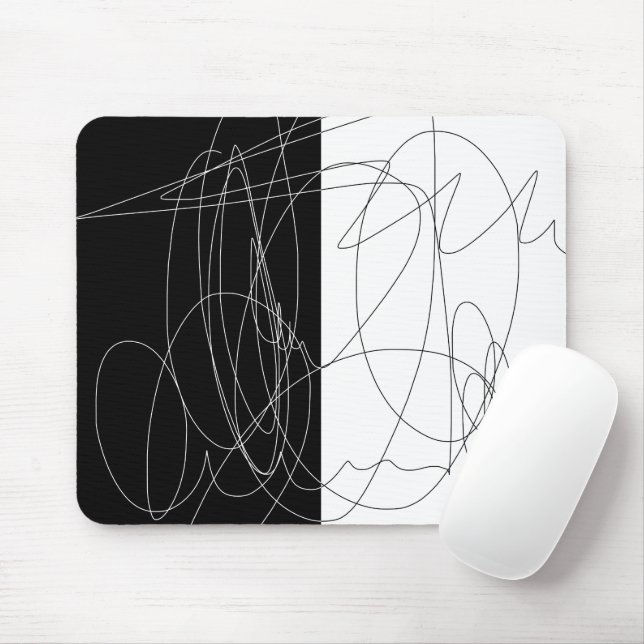 Moderne minimale abstrakte Skriptlinien-Kunst Mousepad (Mit Mouse)