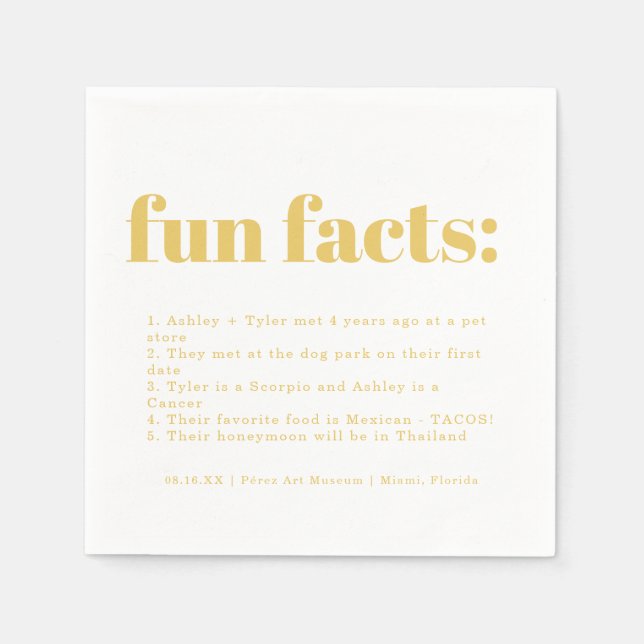 Moderne Minimale Ananas | Fun Facts Wedding Serviette (Vorderseite)