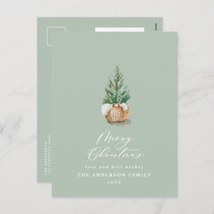 Moderne minimale Aquarellfarbe Grün Weihnachten