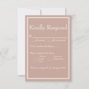 Moderne minimale Auswahl an rosa Mahlzeiten RSVP-K RSVP Karte