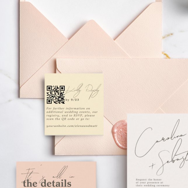 Moderne minimale blassgelbe UAWG QR-Code-Karte Begleitkarte (Von Creator hochgeladen)