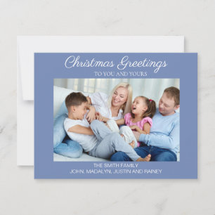 Moderne minimale blaue Foto Frohe Weihnachten Glüc