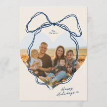 Moderne Minimale Blaue Schleife Herzförmiges Famil
