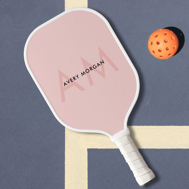 Moderne minimale Blush-Pink-Monogramm-Initialen Pickleball Schläger (Von Creator hochgeladen)