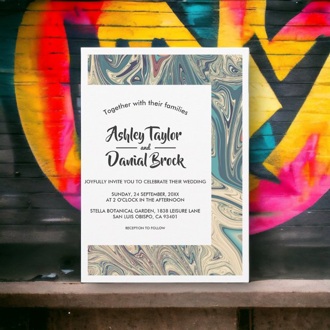 Moderne minimale Bohemische Abstrakte Hochzeit Einladung (Von Creator hochgeladen)