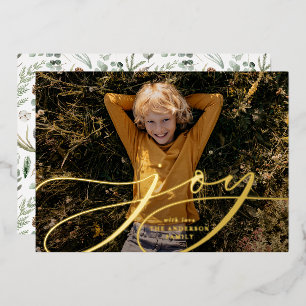 Moderne minimale botanische Freudenschrift Weihnac Folien Feiertagskarte