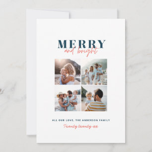 Moderne minimale bunte lustige Weihnachtsfotos Feiertagskarte