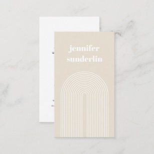 Moderne minimale Creme, weißer Name, geometrischer Visitenkarte