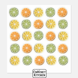 Moderne minimale Crochet Citrus Runde Aufkleber