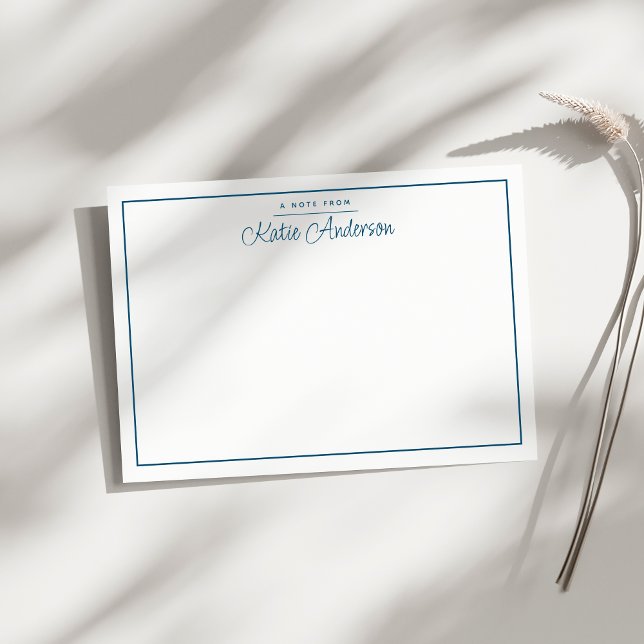 Moderne minimale Cursive Script Blue Cyan Note Car Mitteilungskarte (Von Creator hochgeladen)