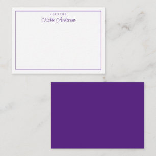 Moderne minimale Cursive Script Lila Note Card Mitteilungskarte