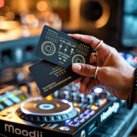 Moderne minimale DJ-Turntable in Schwarz und Gold