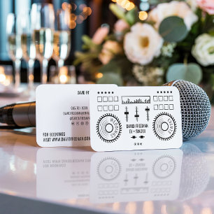 Moderne minimale DJ-Turntable in Schwarzweiß Visitenkarte