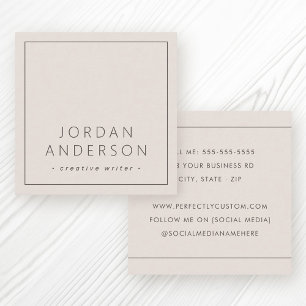 Moderne minimale dünne Grenzen helle mocha braun Quadratische Visitenkarte