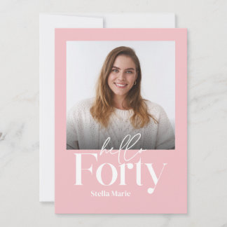 Moderne minimale einfach gürtelrosa 40. Geburtstag Einladung